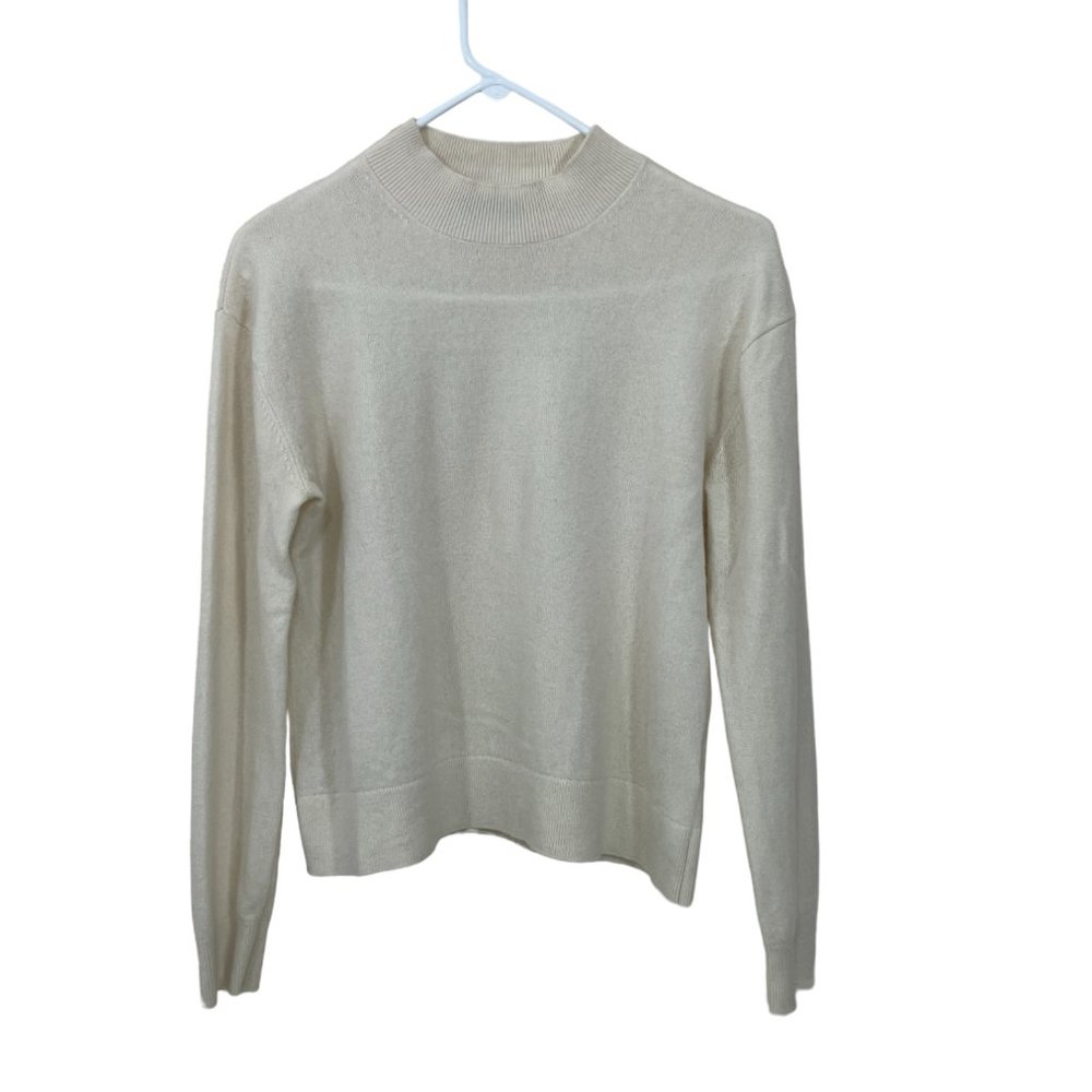 Quince 100% Cashmere Women's Size S mock neck ivory Sweater